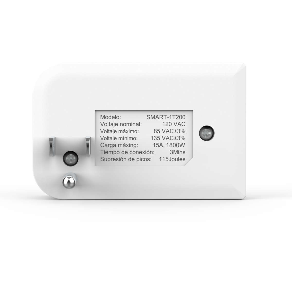 Protector de Voltaje Enchufable 120V – 1800VA/15A | 115 Joules | Rango 85–135VAC | Retraso 3–4 Min