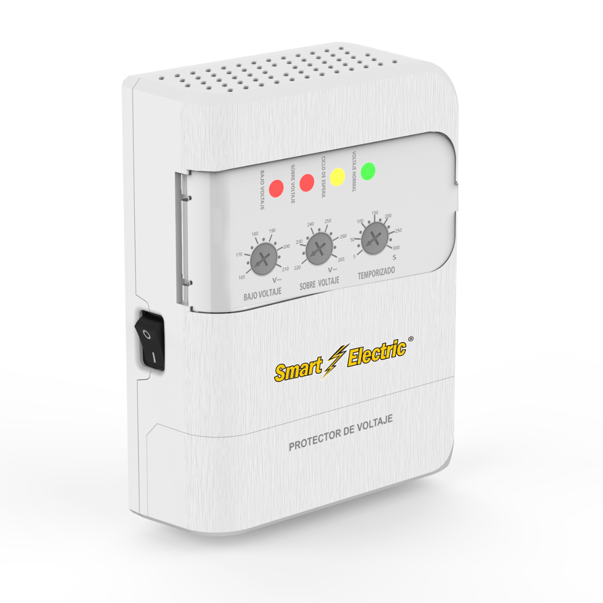 Protector de Voltaje Ajustable 220V – 6600VA/30A | 525 Joules | Rango 165–265VAC | Retraso 5–300 Seg