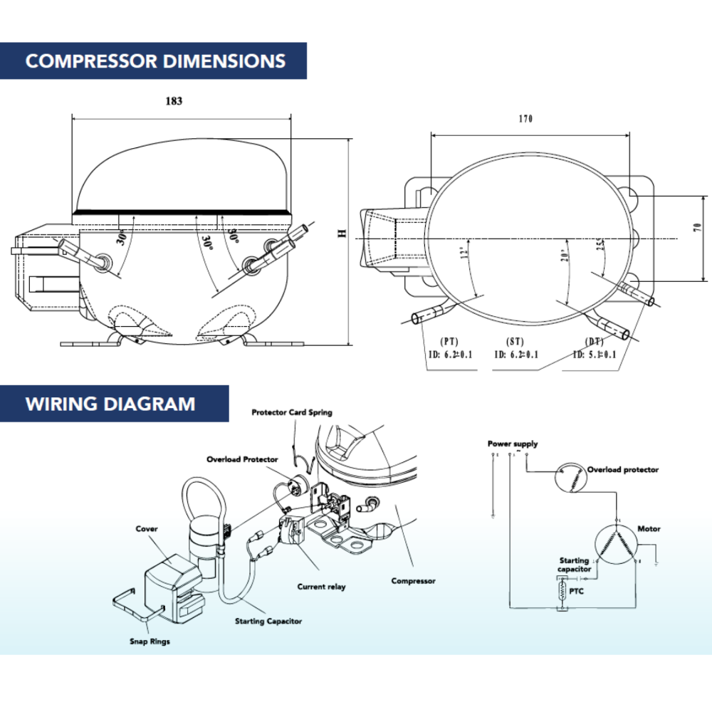 REFRIGERATION COMPRESSOR - R134A - 1/4 HP