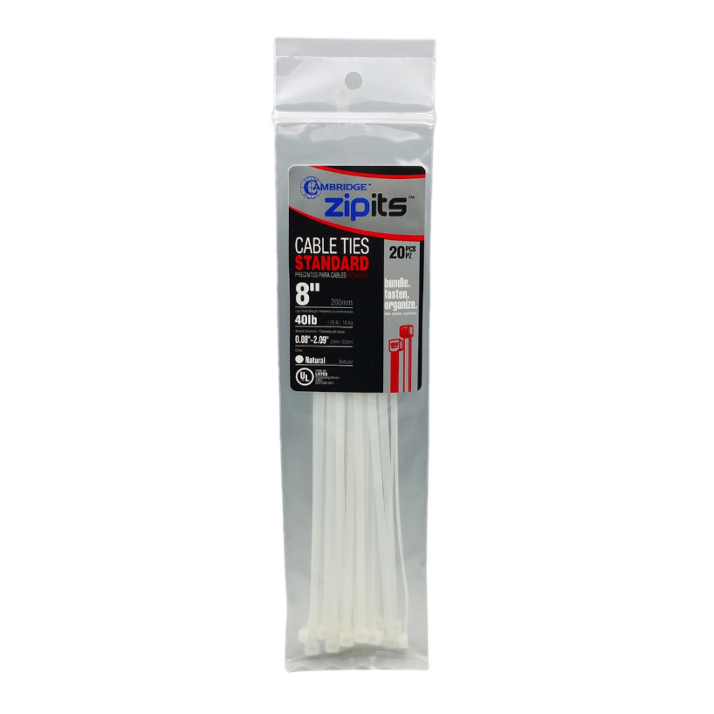 CINCHO PLASTICO BLANCO 8 PAQ 20U CAMBRIDGE