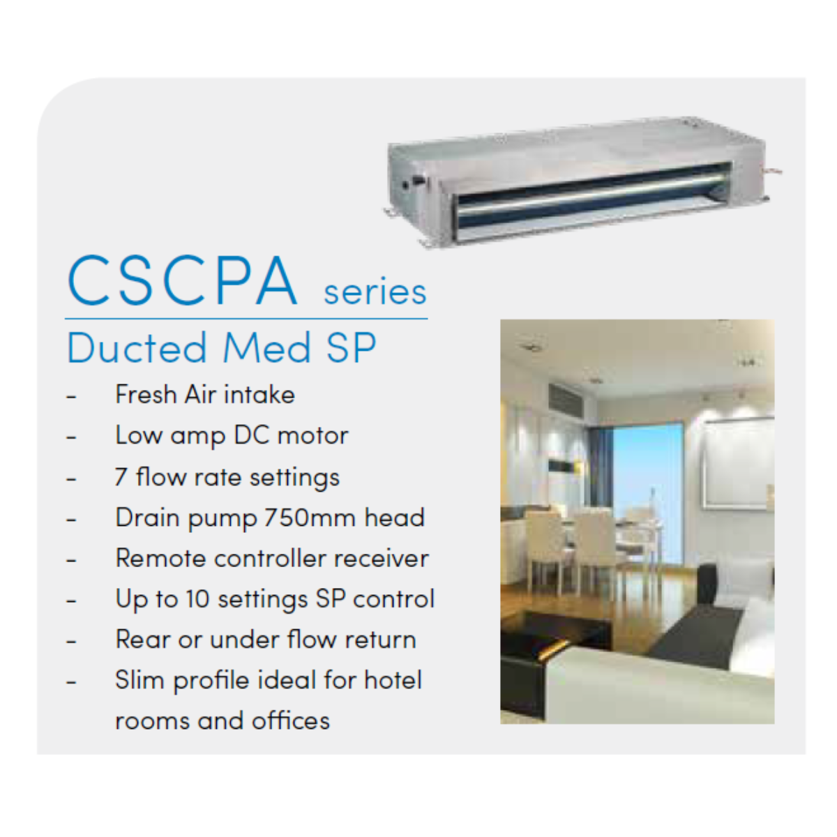 12KBTU/H REFRIGERACIÓN - VRF PLUS - UNIDAD INTERIOR MEDIO CONDUCTO - MEDIA PRESIÓN ESTÁTICA CSCPA - 220V /1 / 50-60HZ