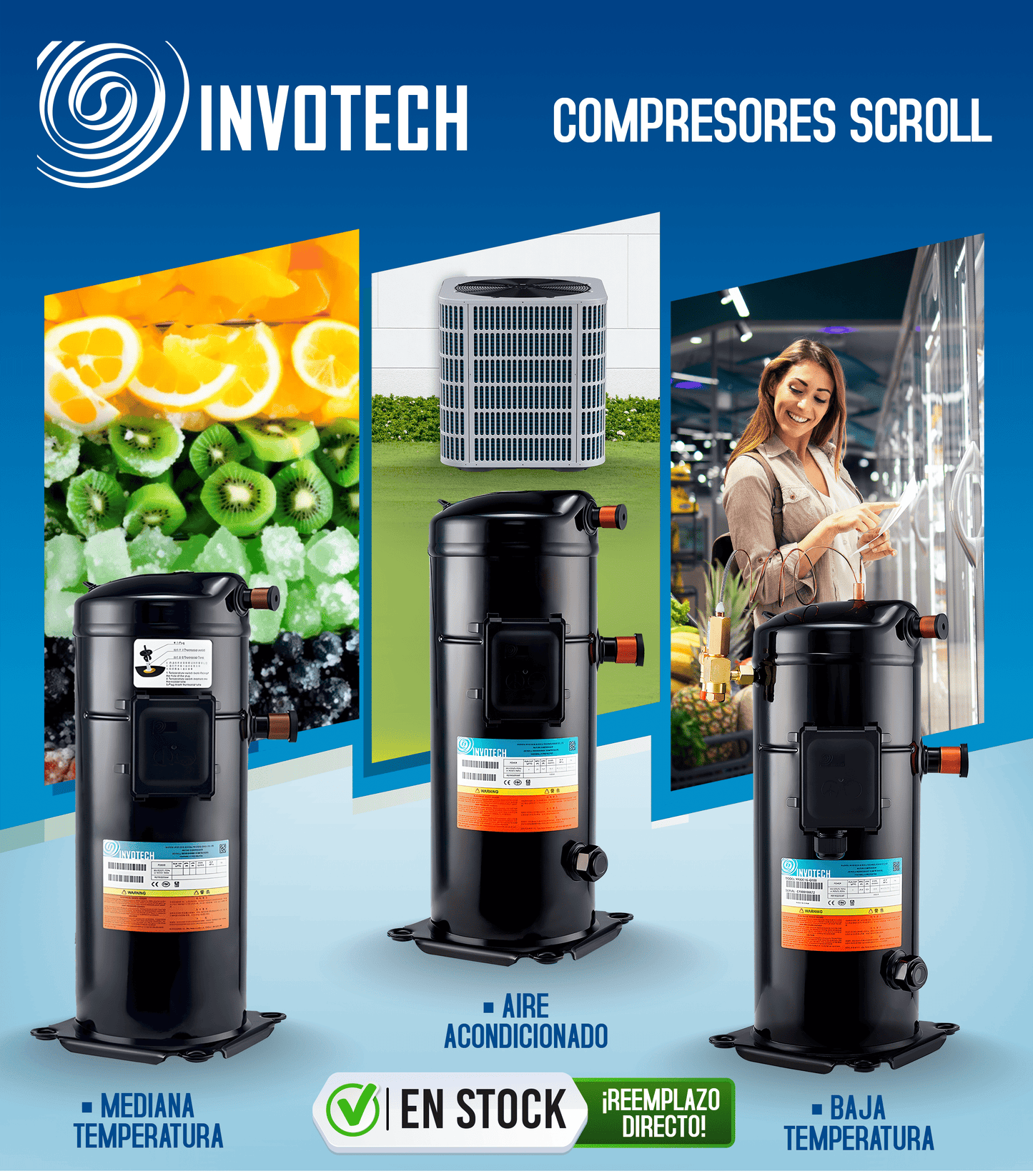 COMPRESOR SCROLL BAJA TEMP R/404/R507 5 HP 208-230/1PH/60HZ INYECCION DE LIQUIDO SOLDER
