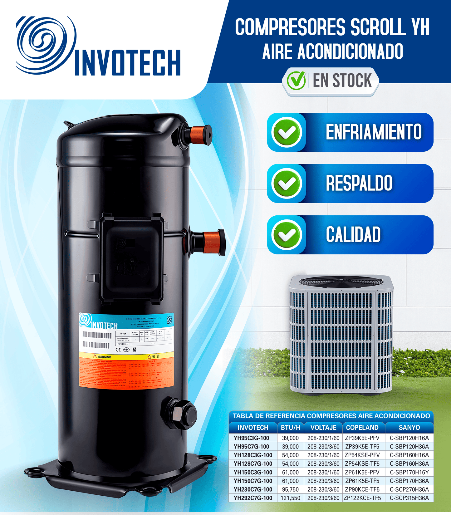 COMPRESOR SCROLL A/C R410A 4.5 HP 208-230/3PH/60HZ POR AIRE SOLDER