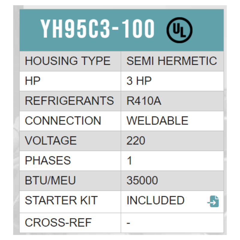 COMPRESOR SCROLL A/C R410A 3.5 HP 208-230/1PH/60HZ POR AIRE SOLDER
