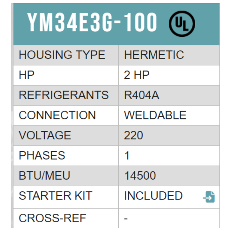 COMPRESOR SCROLL MEDIA TEMP R/404/R507 2 HP 208-230/1PH/60HZ POR AIRE SOLDER