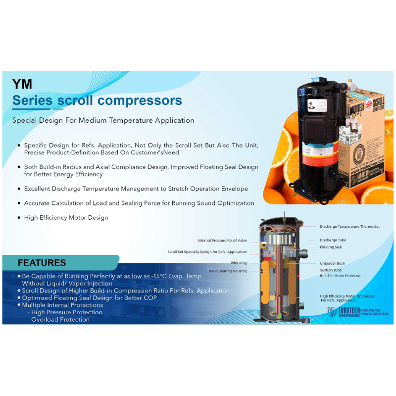 COMPRESOR SCROLL MEDIA TEMP R/404/R507 2 HP 208-230/1PH/60HZ POR AIRE SOLDER