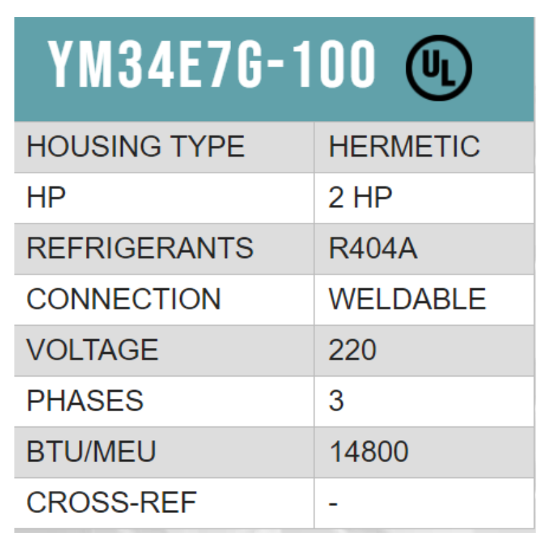 COMPRESOR SCROLL MEDIA TEMP R/404/R507 2 HP 208-230/3PH/60HZ POR AIRE SOLDER