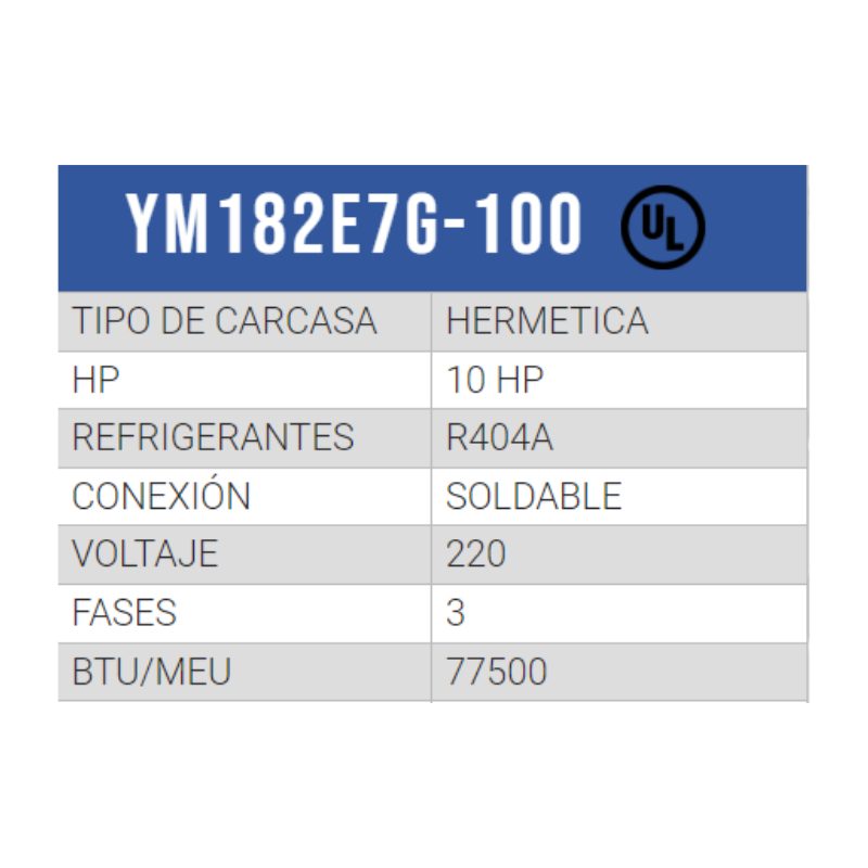 COMPRESOR SCROLL MEDIA TEMP R/404/R507 10 HP 208-230/3PH/60HZ POR AIRE SOLDER