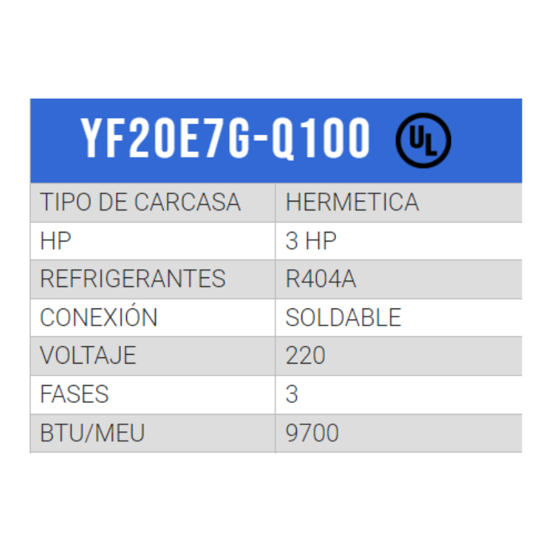 COMPRESOR SCROLL BAJA TEMP R/404/R507 3 HP 208-230/3PH/60HZ INYECCION DE LIQUIDO SOLDER