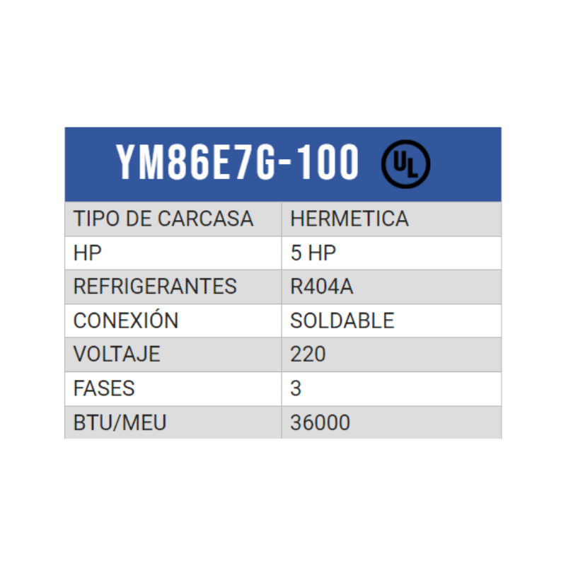 COMPRESOR SCROLL MEDIA TEMP R/404/R507 5 HP 208-230/3PH/60HZ POR AIRE SOLDER