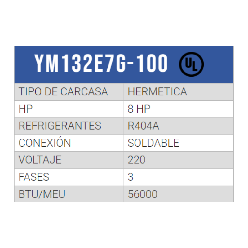 COMPRESOR SCROLL MEDIA TEMP R/404/R507 8 HP 208-230/3PH/60HZ POR AIRE SOLDER