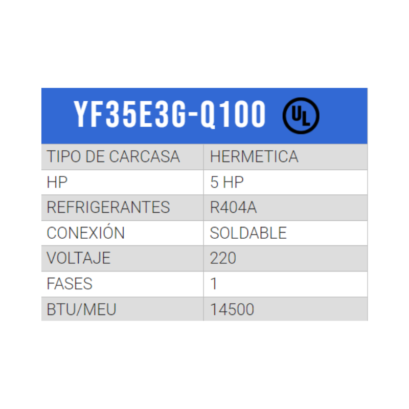COMPRESOR SCROLL BAJA TEMP R/404/R507 5 HP 208-230/1PH/60HZ INYECCION DE LIQUIDO SOLDER