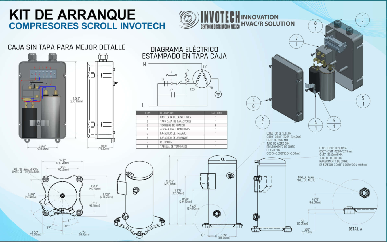 COMPRESOR SCROLL BAJA TEMP R/404/R507 5 HP 208-230/1PH/60HZ INYECCION DE LIQUIDO SOLDER