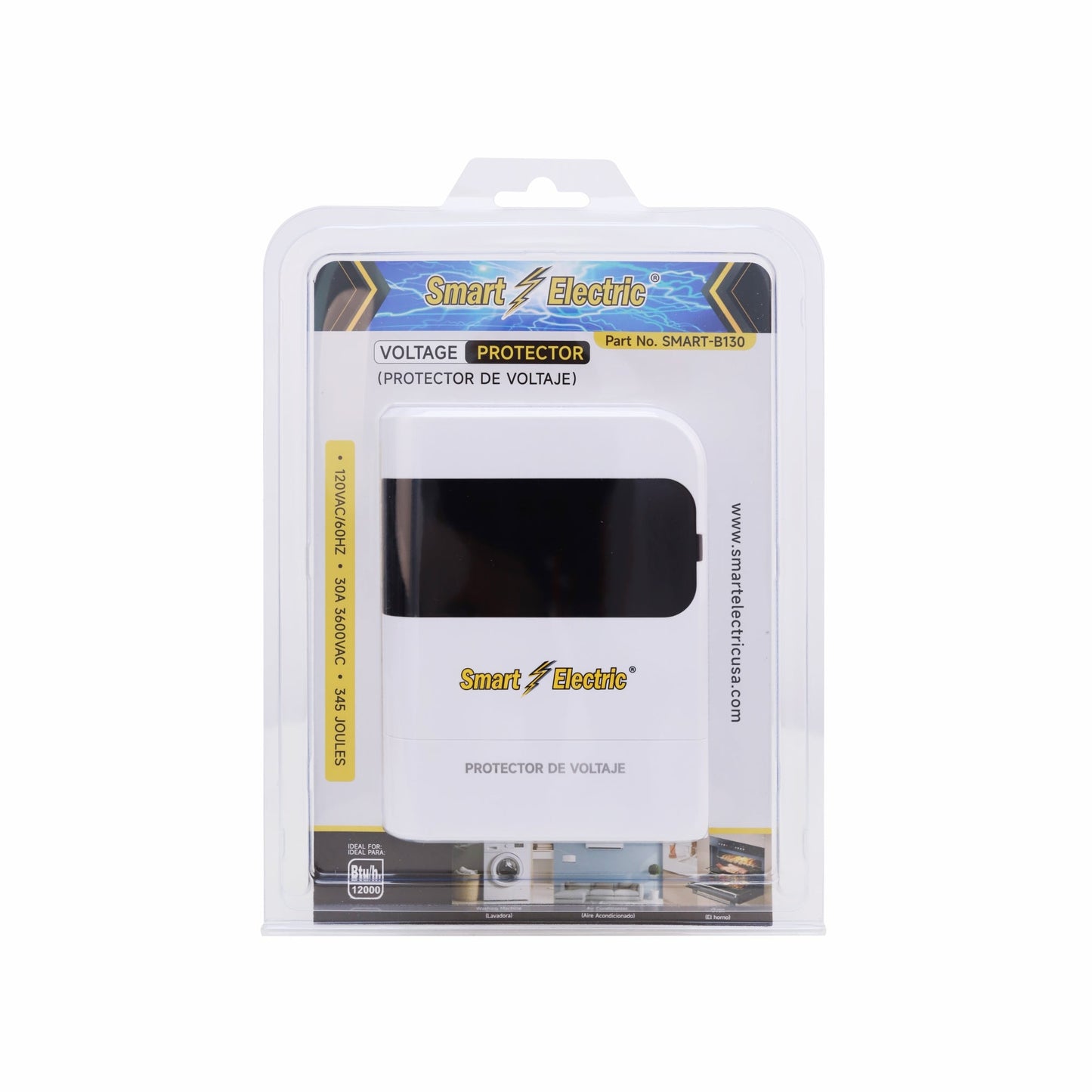 Protector de Voltaje 120V – 3600VA/30A | 345 Joules | Rango 85–135VAC | Retraso 3–4 Min