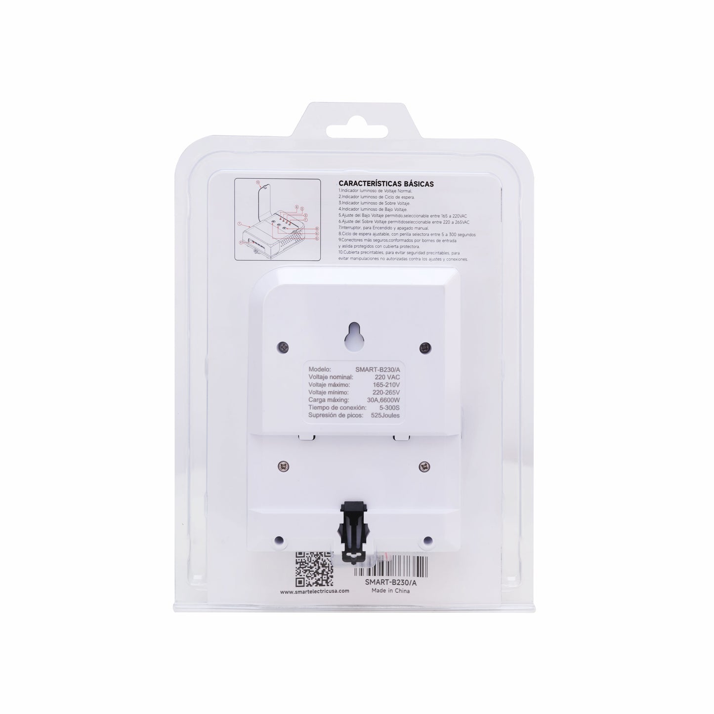 Protector de Voltaje Ajustable 220V – 6600VA/30A | 525 Joules | Rango 165–265VAC | Retraso 5–300 Seg