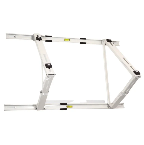 Soporte de techo ajustable SRB-7 para condensadora mini split, fabricado en acero de alta resistencia, compatible con techos inclinados hasta 45° y capacidad máxima de 330 lb.