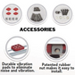 Accesorios del soporte de pared SSB43 para condensadora, con tornillos, almohadillas de goma antivibración y sistema patentado de tuerca de goma.