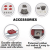 Accesorios del soporte de pared SSB43 para condensadora, con tornillos, almohadillas de goma antivibración y sistema patentado de tuerca de goma.