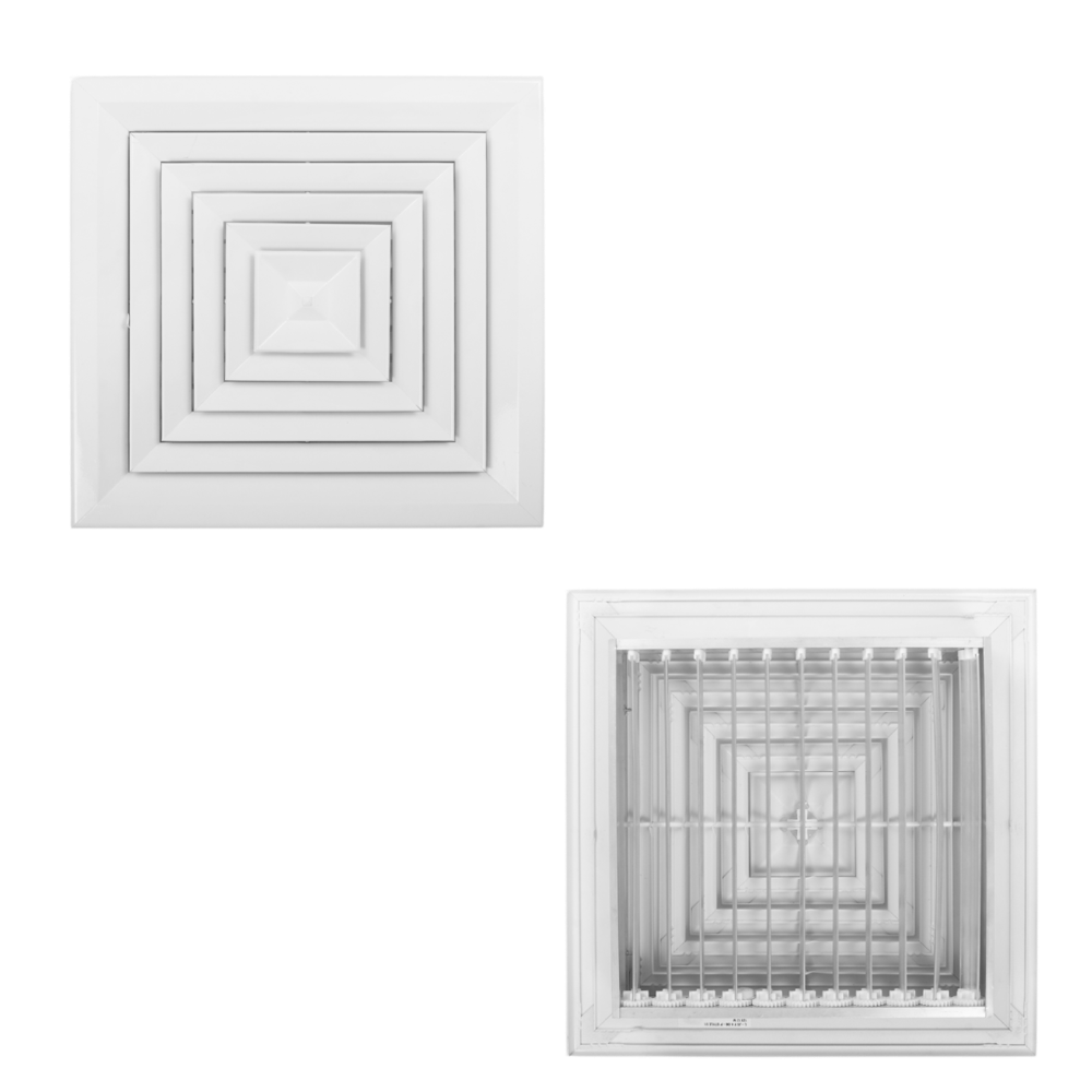 DIFUSOR JS 4VIAS 18X18 CON DAMPER LAMINAIRE_JSOB4-18X18