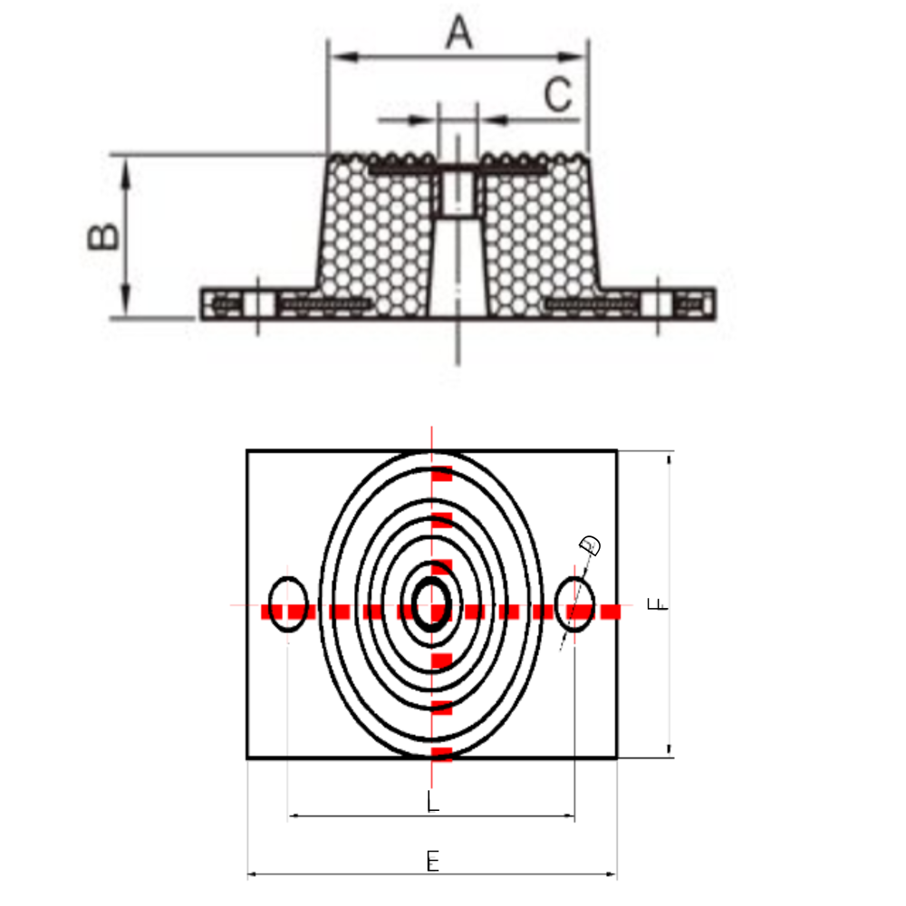 SOPORTES DE AISLAMIENTO DE NEOPRENO CARGA MÁXIMA 66-110LBS